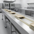 Thumbnail image #2 for Dinex DXIESB10 10-Foot Tray Make-Up Conveyor, Dual Urethane Band Belts, Variable Speed, Stainless Steel