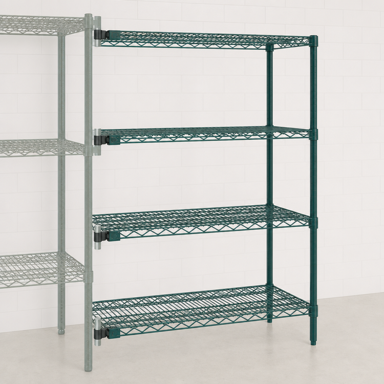 Product image #3 for Eagle Group Valu-Gard 4-Tier Add-On Wire Shelving Unit, 48W x 21D x 63H, Green Epoxy