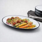 Thumbnail image #4 for American Metalcraft NP14 Black/White Oval Melamine Platter, 14 x 9 Inches Case of 16