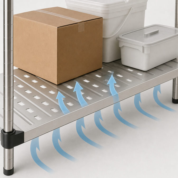 Product image #3 for Metro Super Erecta 60" x 21" Louvered/Embossed Stainless Steel Solid Shelf with Raised Ship's Edge