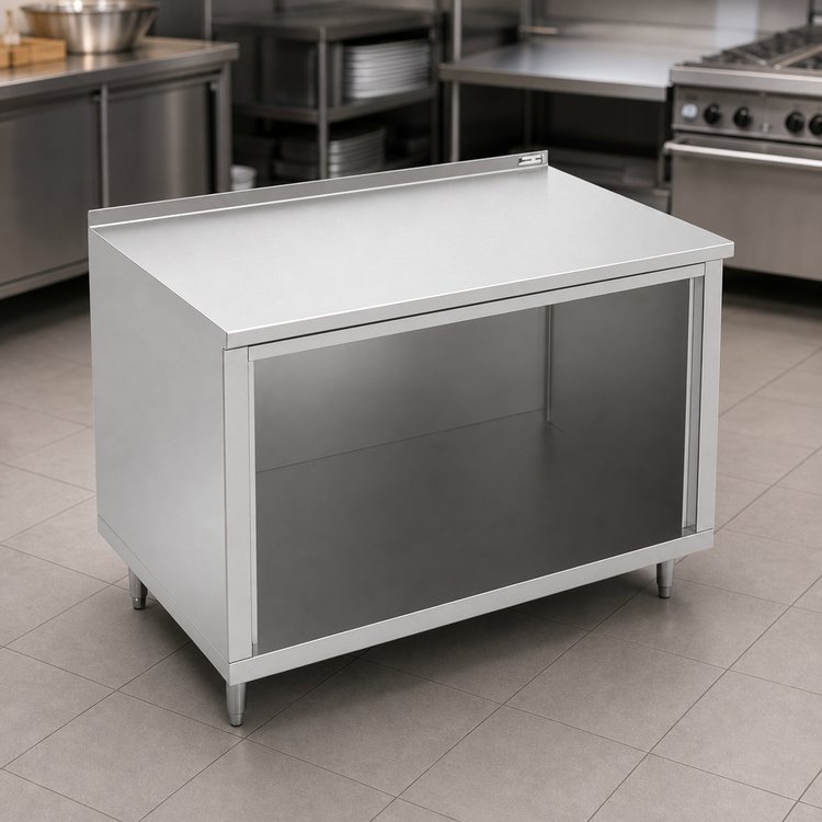 Product image #3 for John Boos Open Front Cabinet Base Work Table, 36"W x 24"D, 14-Gauge Stainless Steel Top, 1-1/2" Rear Riser