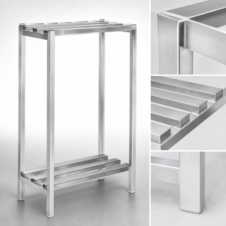 Product image #3 for Lifetime Tough All-Welded Channel Style Aluminum Dunnage Shelving, 2-Shelf, 48 x 24 x 64 Inches