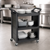 Thumbnail image #3 for Rubbermaid Commercial Products Three-Shelf Plastic Utility Bus Cart, Black, with 3-Inch Swivel Casters