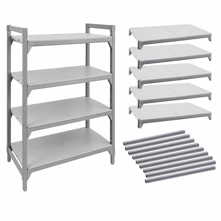 Product image #4 for Cambro Camshelving Premium 5-Shelf Solid Shelf Kit, 24 x 30 Inches, Speckled Gray