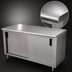 Thumbnail image #3 for Advance Tabco Special Value Series Cabinet Base Enclosed Work Table with Sliding Doors, 96 x 30 Inch, 16 Gauge 304 Stainless Steel Top