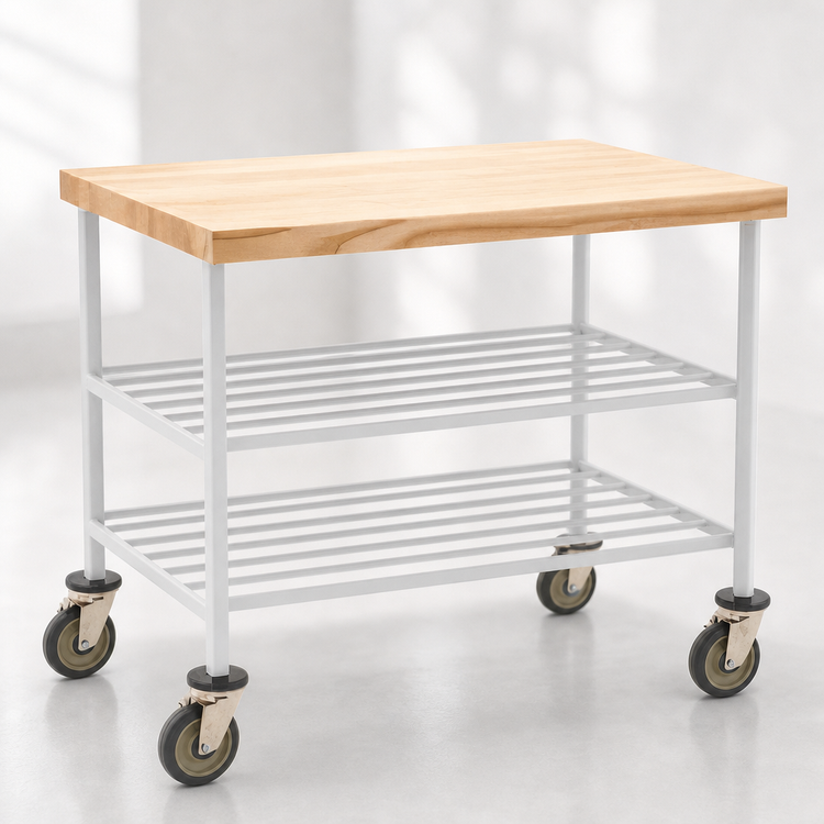 Product image #3 for Eagle Group QuadTruss 3-Tier Maple Top Demo Cart, 60 x 24, White Epoxy Finish