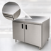Thumbnail image #3 for Advance Tabco Enclosed Cabinet Base Work Table with Mid-Shelf and Hinged Doors, 120 x 36 Inch, 14 Gauge 304 Stainless Steel Top