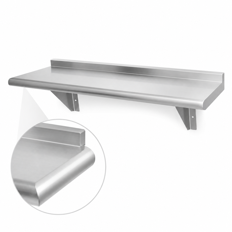 Product image #3 for Advance Tabco Special Value 24 in. W x 12 in. D Wall-Mounted Shelf, 18-Gauge 430 Stainless Steel, Satin Finish