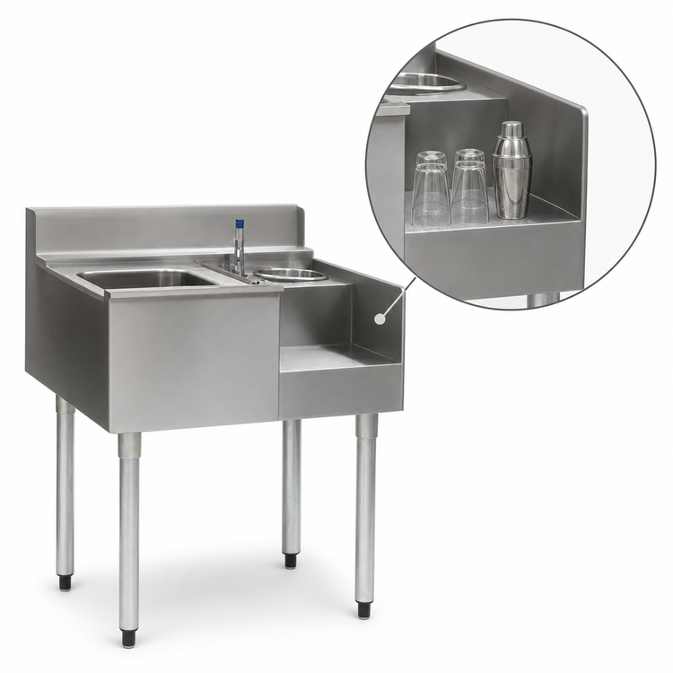 Product image #3 for Eagle Group 2200 Series 62 Inch Underbar Drainboard/Ice Bin/Blender Unit with Liquid Waste Chute