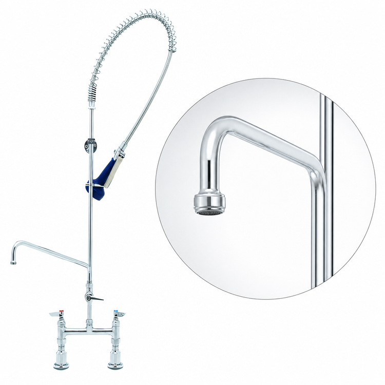 Product image #3 for EasyInstall 8-Inch Deck Mount Pre-Rinse Unit with 12-Inch Add-On Faucet and 1.07 GPM Spray Valve