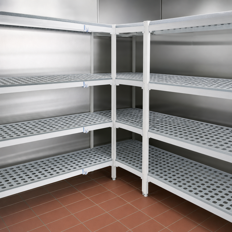 Product image #3 for Fermostock 4-Tier Corner Expansion Polymer Shelving Unit, 83" H x 52" W x 18" D