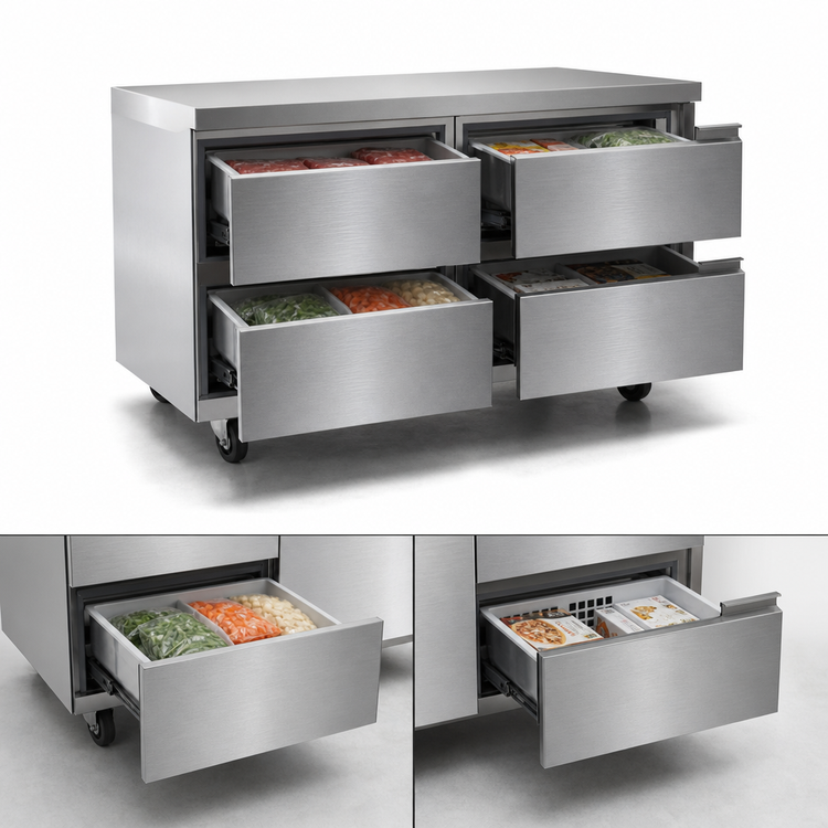 Product image #3 for Delfield D4560NP Two-Section 4-Drawer Worktop/Undercounter Freezer, 60 Inch Wide, Stainless Steel