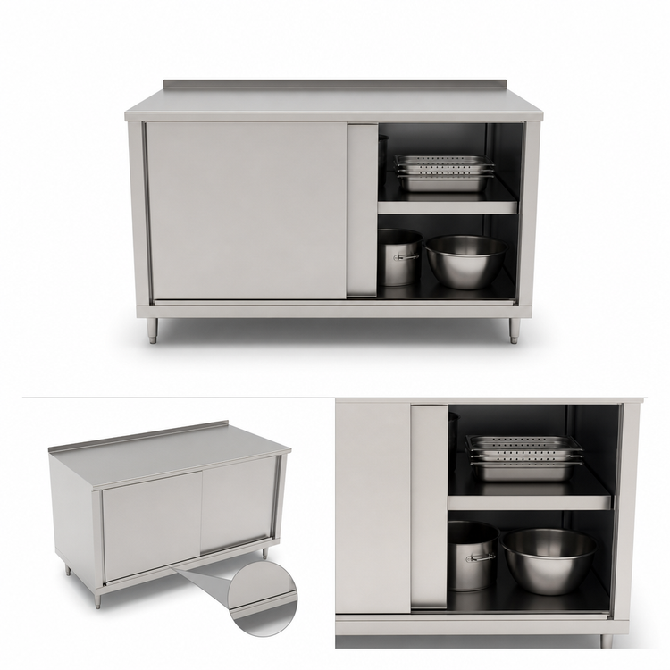 Product image #3 for John Boos Enclosed Work Table with Sliding Doors, 48 x 30 Inches, Stainless Steel Top