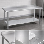 Thumbnail image #3 for Duke Manufacturing 314-2484-2R 84" x 24" Stainless Steel Work Table with 1-1/8" Riser and Galvanized Undershelf