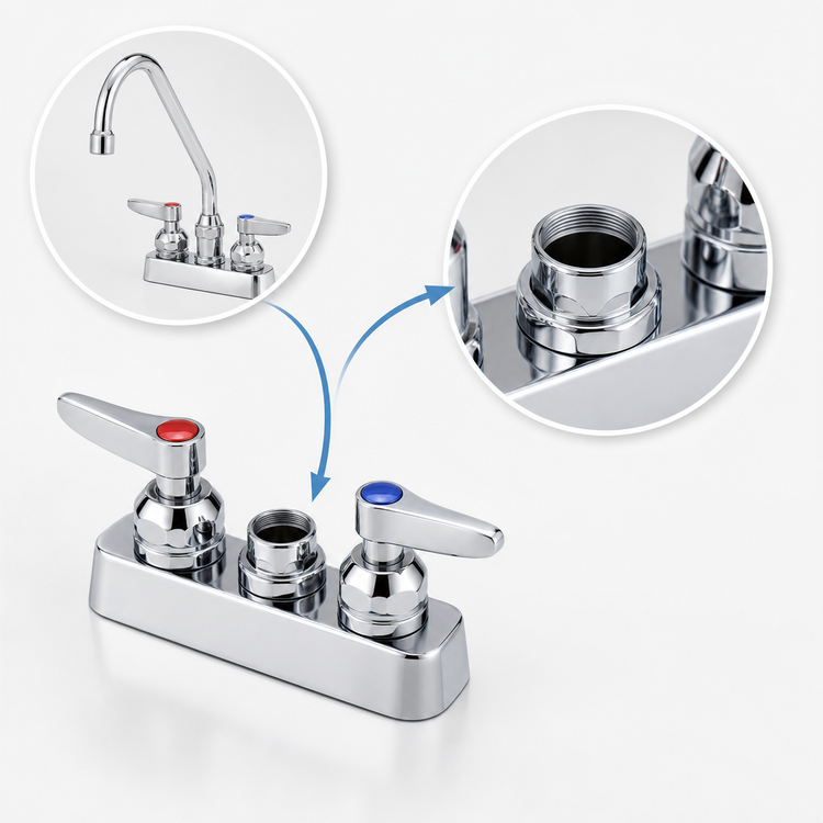 Product image #3 for T&S Brass Workboard Mixing Faucet, 4-Inch Centers, Deck Mount, Less Nozzle