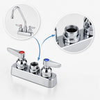 Thumbnail image #3 for T&S Brass B-5110-CR-LN Workboard Mixing Faucet, 4-Inch Centers, Deck Mount, Less Nozzle, Lever Handles, Ceramic Valves