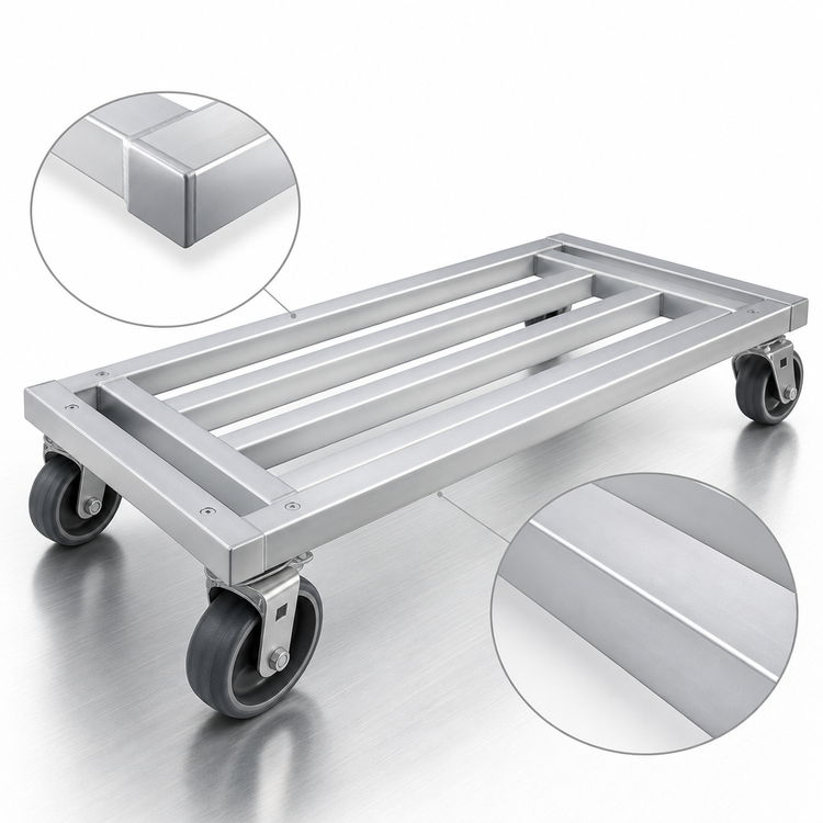 Product image #3 for Channel Manufacturing MD2054 Mobile Tubular Aluminum Dunnage Dolly, 54 x 20 x 8 Inches, 1,200 lb. Capacity, 5-In. Swivel Plate Casters