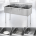 Thumbnail image #3 for Sapphire Manufacturing SMSQ1221-3 3-Compartment Budget Sink, 39 Inch W x 24-1/2 Inch D, 18-Gauge 430 Stainless Steel