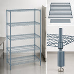 Thumbnail image #3 for Quantum WR86-1448GY-5 5-Shelf Stationary Wire Shelving Starter Kit, 48"W x 14"D x 86"H, Gray Epoxy Antimicrobial Finish