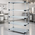 Thumbnail image #3 for Quantum Stationary Solid Shelving Starter Kit with 5 Solid Shelves, 72W x 18D x 74H, Galvanized Steel Shelves and Chrome Posts