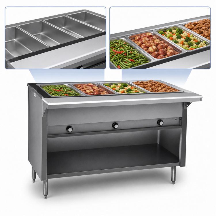 Product image #3 for Spec-Master HT4CB-208 63.5" Electric 4-Well Hot Food Table with Enclosed Base