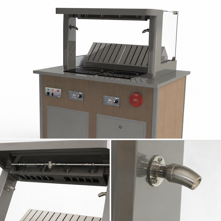 Product image #4 for V-Class Custom Downdraft Vent System for Induction Buffet Warmers with ANSUL R-102