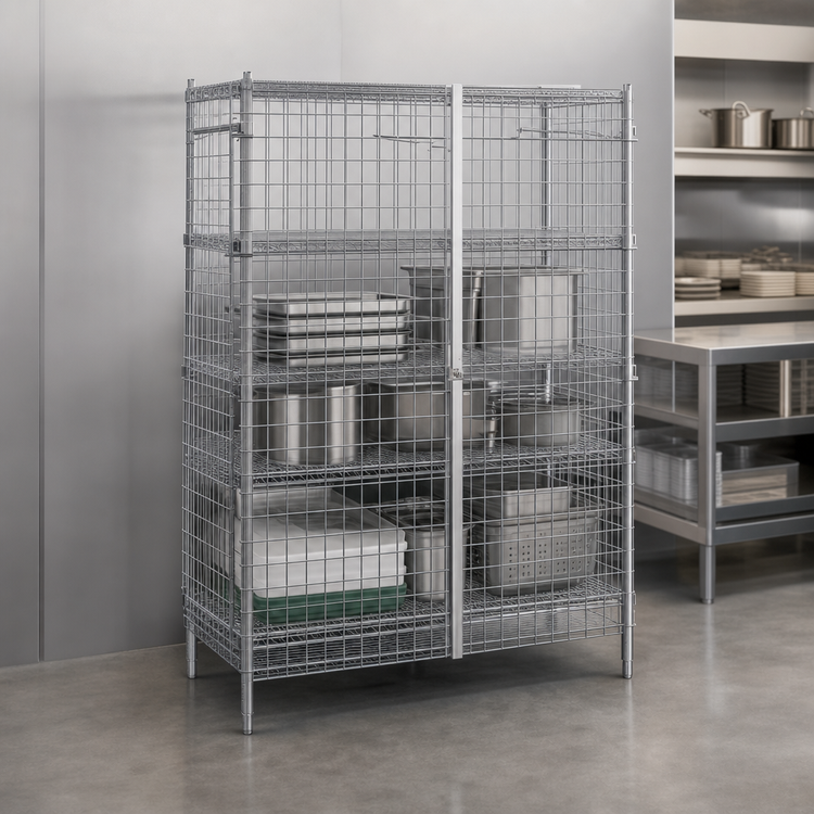 Product image #3 for Metro Super Erecta qwikSLOT Stationary Chrome Plated Wire Security Cage