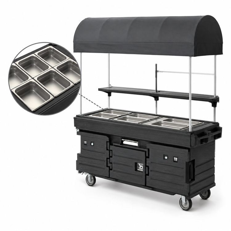 Product image #3 for Cambro CamKiosk 6-Pan-Well Mobile Food Cart with Canopy