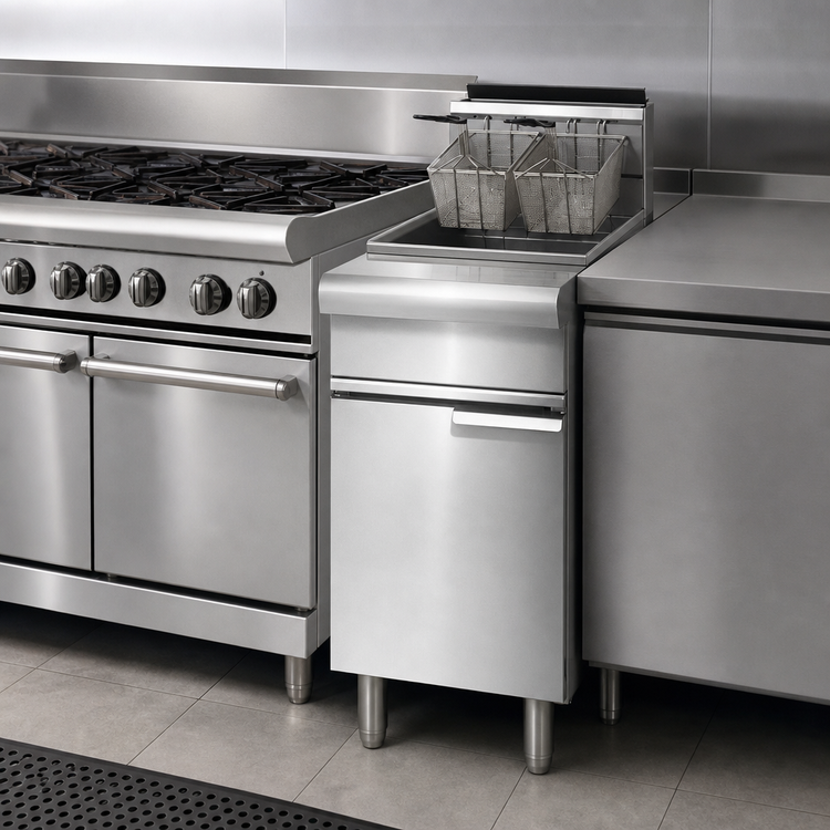 Product image #3 for Imperial Restaurant Series 75 lb. Open Pot Gas Range Match Fryer, Floor Model