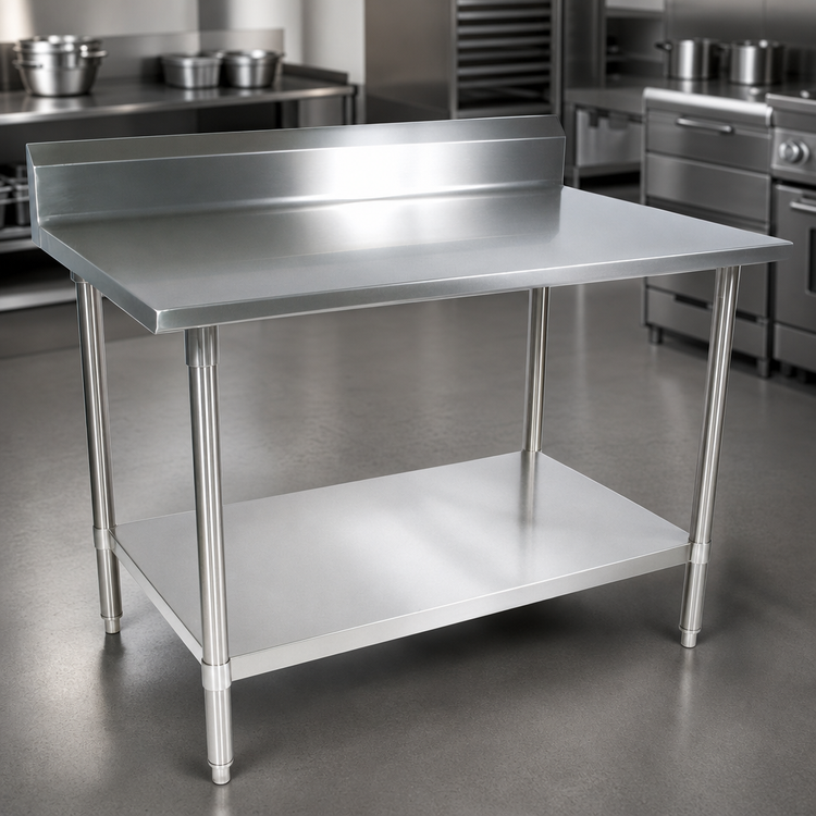 Product image #3 for John Boos Stallion Stainless Steel Cocktail Station Work Table with 5-Inch Backsplash and Adjustable Undershelf, 108 x 30 Inches