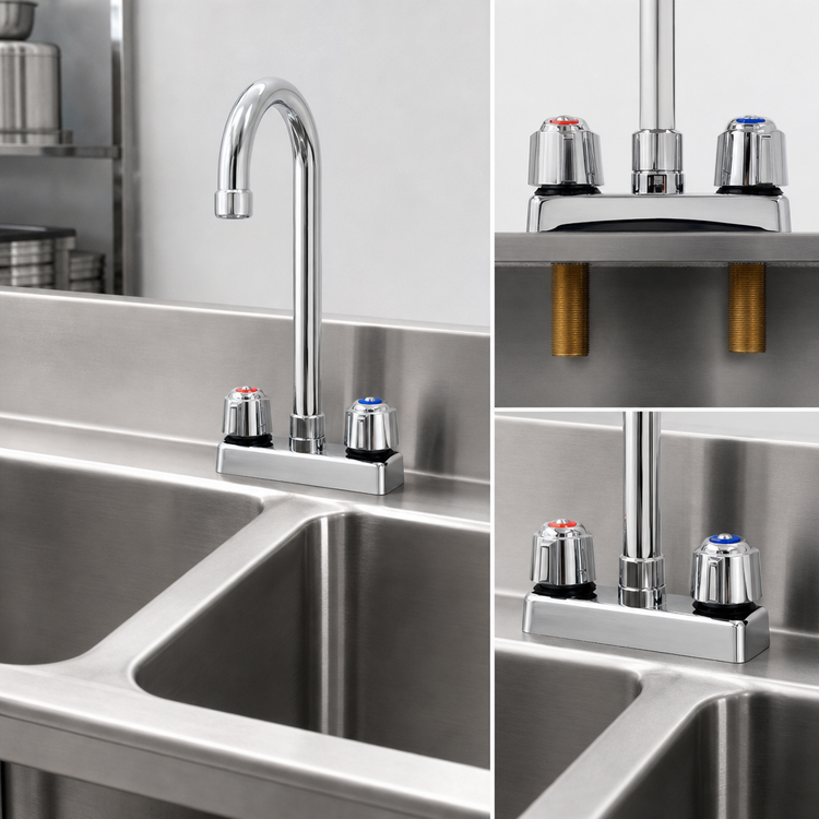 Product image #3 for Eagle Group 302004 Manual Deck-Mount Faucet with Gooseneck Spout, 4-Inch Centers, Low Lead