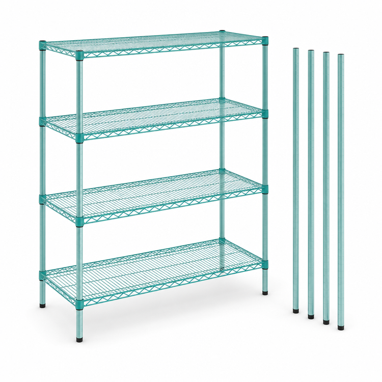 Product image #3 for EagleGard 4-Tier Stationary Starter Wire Shelving Unit, 72W x 24D x 74H, EAGLEgard Hybrid Epoxy Finish