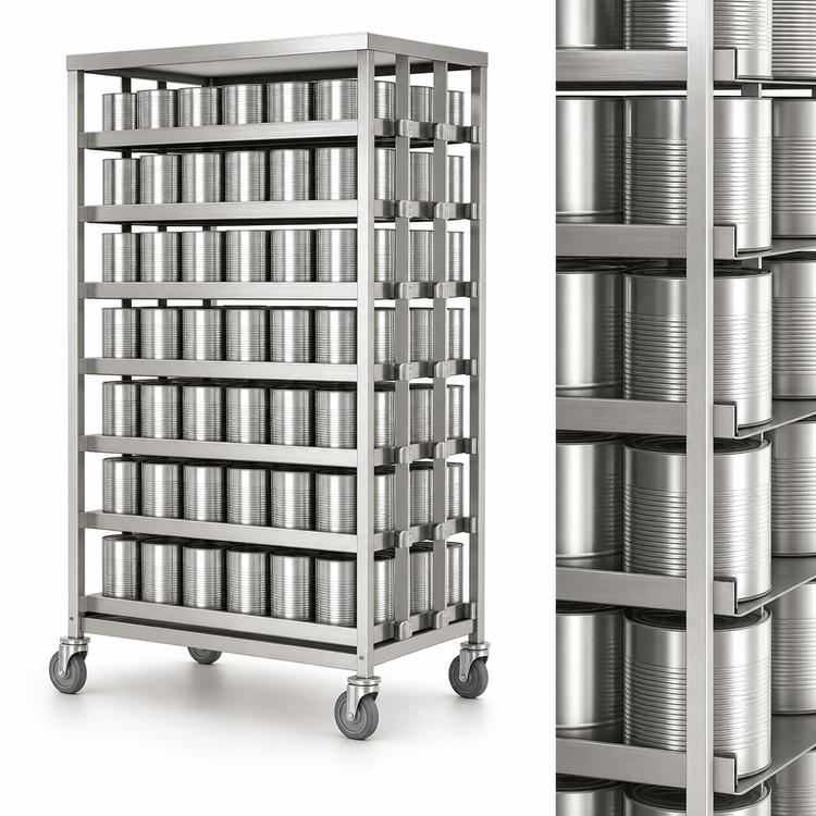 Product image #3 for Dinex 84-Can #10 Mobile Can Rack with Stainless Steel Top and 4-Inch Casters