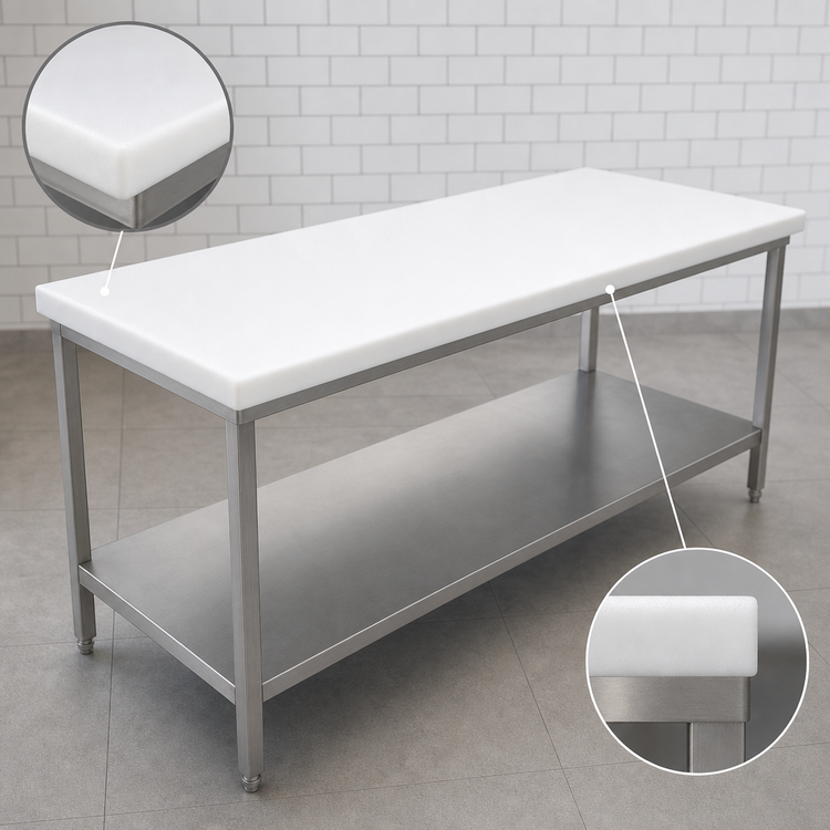 Product image #3 for Advance Tabco Poly-Vance 60 Inch x 30 Inch Poly-Top Work Table with Adjustable Undershelf