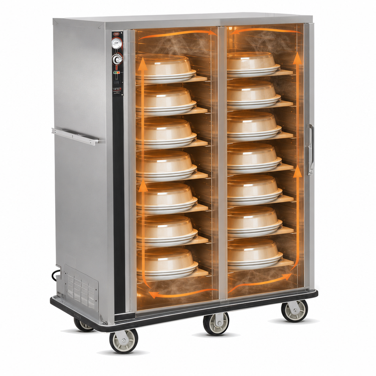 Product image #4 for FWE P-Series Electric Double-Door Banquet Cart Holding Cabinet for 120-144 Covered Plates