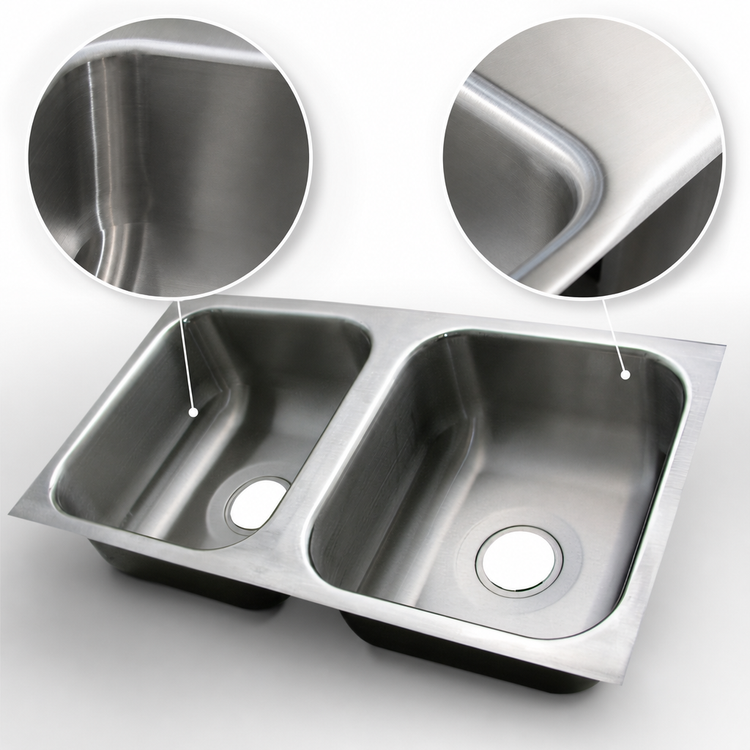 Product image #3 for Advance Tabco Smart Series™ 2-Compartment Undermount Sink Bowl, 14 x 16 x 12 Inch, 18 Gauge 304 Stainless Steel