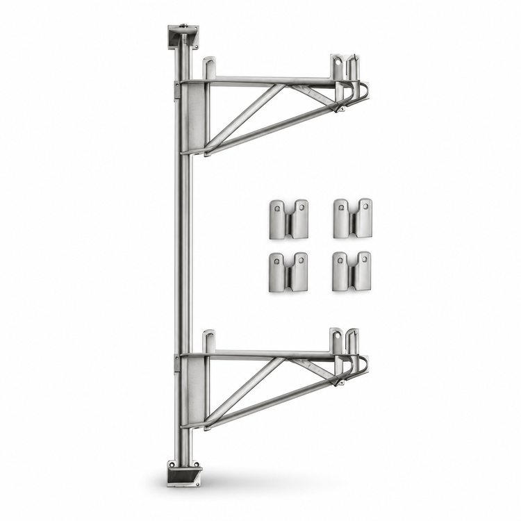 Product image #3 for Eagle Group Adjustable Post Wire Wall Mount Mid Unit for 21-Inch Deep Shelves, Stainless Steel, 54-Inch Post