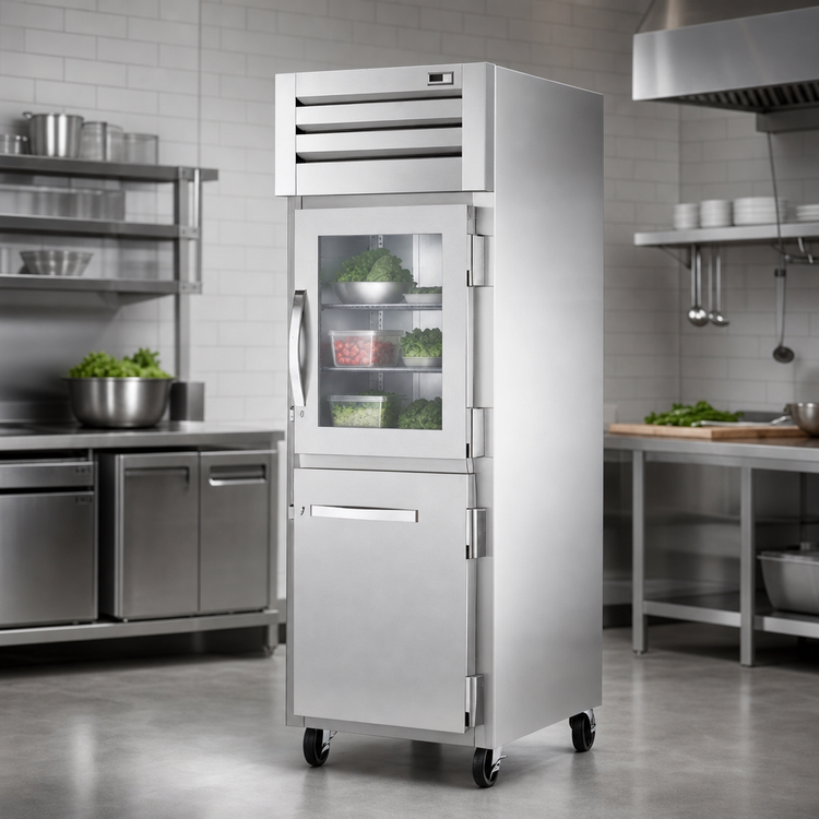 Product image #3 for True Spec Series 1-Section Reach-In Refrigerator with 1 Glass Half Door and 1 Stainless Steel Half Door