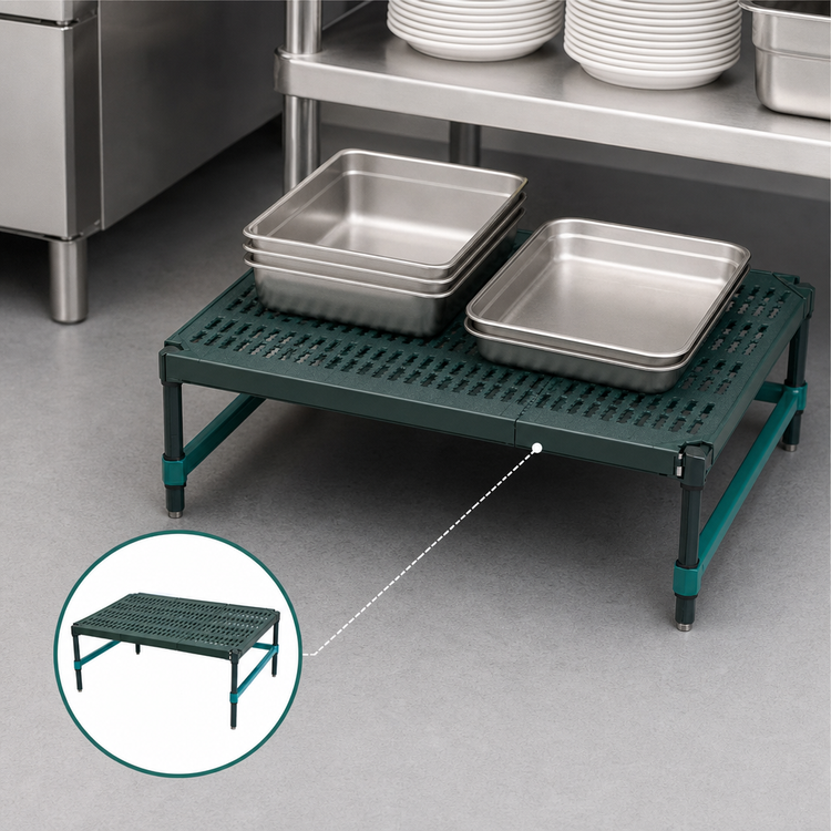 Product image #3 for QuadPlus 24 x 18 x 14 Inch Stationary Dunnage Rack with 1000 lb. Capacity and Louvered Polypropylene Mat