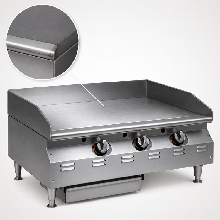 Product image #3 for RedHots Chef's Line Extra-Deep 36-Inch Countertop Liquid Propane Gas Griddle with Manual Controls