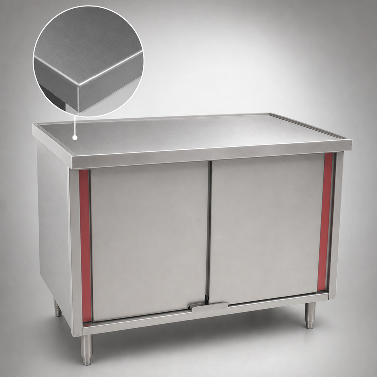 Product image #3 for Eagle Spec-Master Marine Counter Edge Enclosed Work Table with Hinged Cabinet Doors, 36W x 30D, 14-Gauge 304 Stainless Steel Top