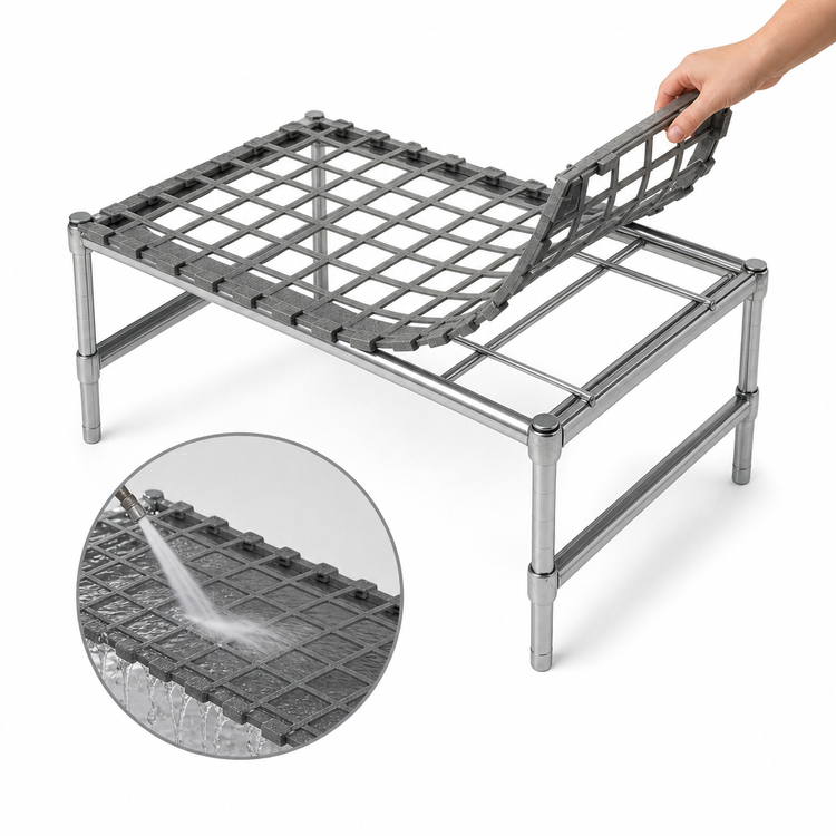 Product image #3 for Super Erecta Chrome Dunnage Rack with Lift-Off Mat, 36 x 18 x 14-1/2 Inches, 1600 lb Capacity