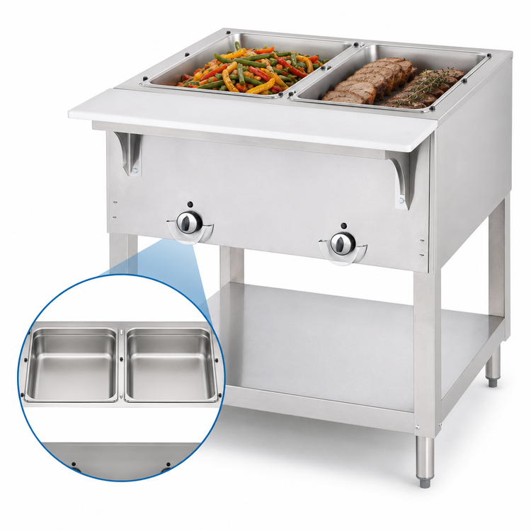Product image #3 for Aerohot Electric Hot Food Station with 2 Sealed Wells, Open Base and Carving Board