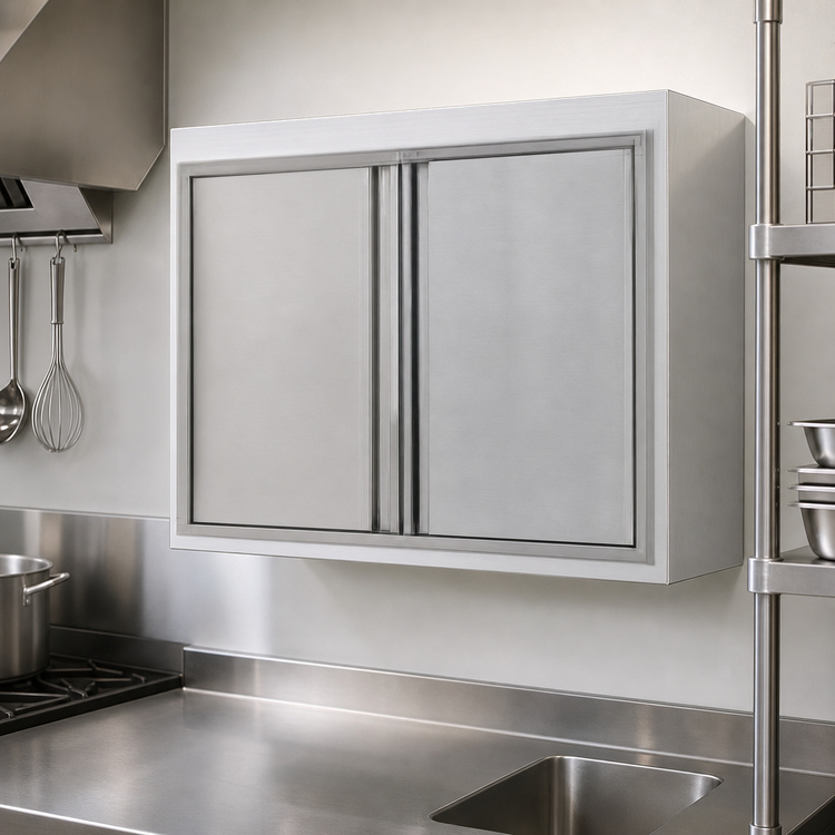 Product image #3 for Eagle Group WCH-42 Wall-Mounted Stainless Steel Wall Cabinet with Hinged Doors, 42-Inch W x 15-Inch D x 28-Inch H