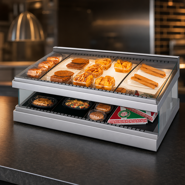 Product image #3 for Hatco Glo-Ray Designer Horizontal Countertop Display Warmer, 33-Inch, 1 Heated Glass Shelf, 12 Rods
