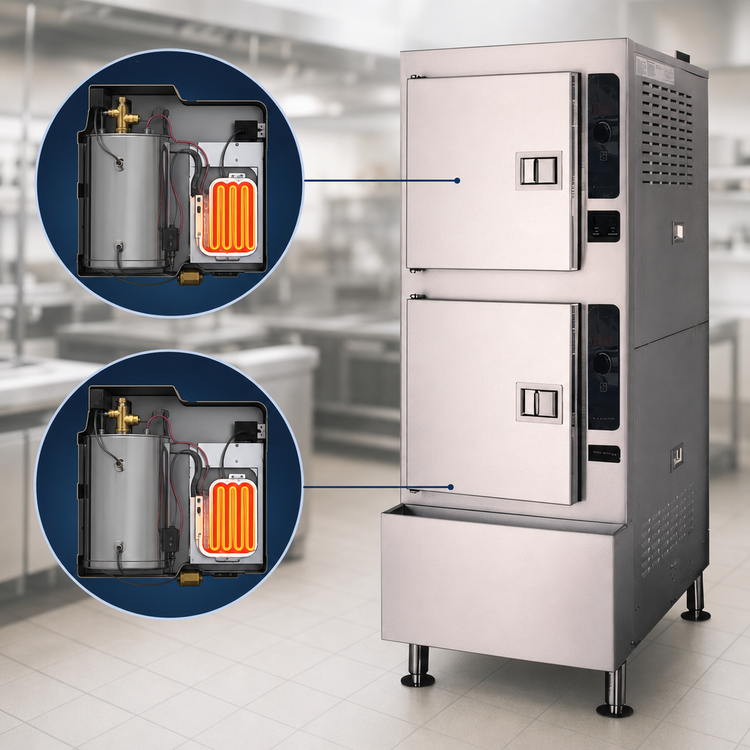 Product image #3 for Cleveland Range SteamCraft Gemini 10 Two-Compartment Floor Model Electric Pressureless Convection Steamer