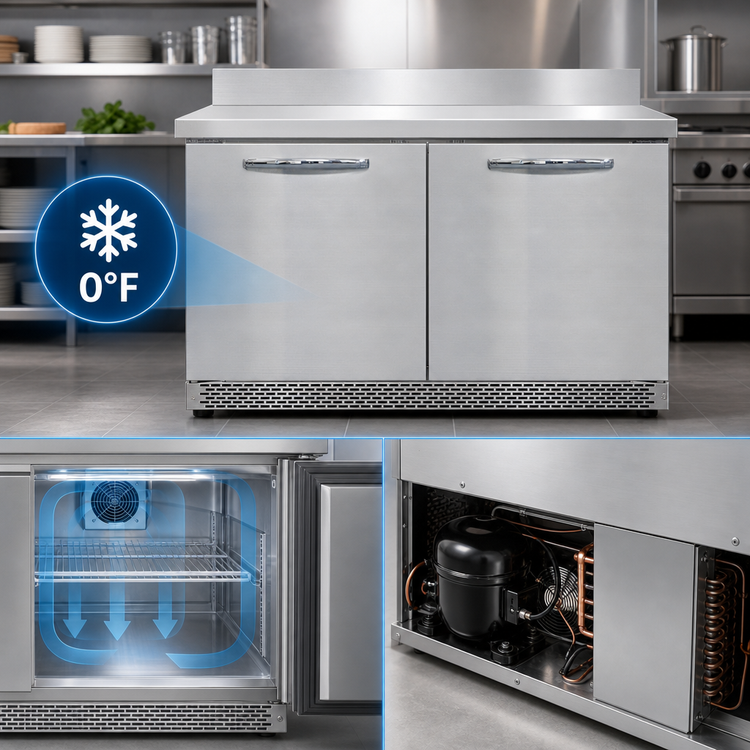 Product image #3 for Continental Refrigerator SWF48NBS-FB 48" Two-Section Front Breathing Worktop Freezer with 5-1/2" Backsplash