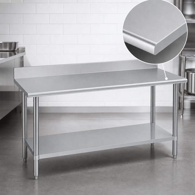 Product image #3 for Duke Deluxe 16 Gauge Stainless Steel Work Table with 4.59-Inch Riser and Galvanized Undershelf, 60 x 30 x 36 Inches
