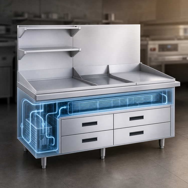 Product image #3 for Arctic Fire 92-Inch Two-Section Self-Contained Refrigerated Drawer Base with 4 Self-Closing Drawers