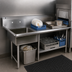 Thumbnail image #3 for John Boos Soiled Straight Undercounter Dish Table with Left Sink, 50 x 30 Inches